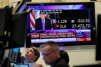 Stocks fall as Trump says trade deal with China can wait