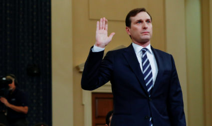 Democratic staff counsel Daniel Goldman is sworn in to testify during a House Judiciary Committee hearing to receive counsel presentations of evidence on the impeachment inquiry into U.S. President Donald Trump on Capitol Hill in Washington, U.S., December 9, 2019. REUTERS/Tom Brenner