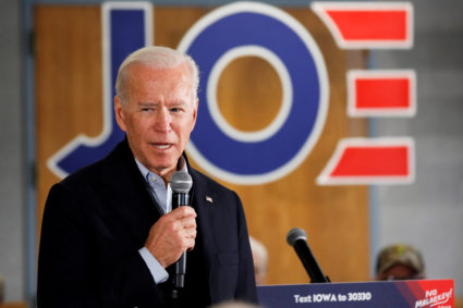 Democratic 2020 U.S. presidential candidate and former U.S. Vice President Joe Biden speaks during a meeting at Chickasaw Event Center in New Hampton, Iowa, U.S., December 5, 2019. Photo by REUTERS/Shannon Stapleton/File Photo