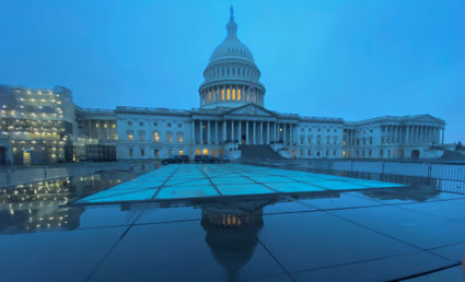 The U.S. Capitol dome is shrouded in early-morning mist in Washington, D.C. Photo by Jonathan Ernst/Reuters