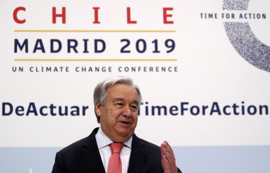 U.N. Secretary-General Antonio Guterres speaks during a news conference on the eve of the U.N. Climate Change Conference (...