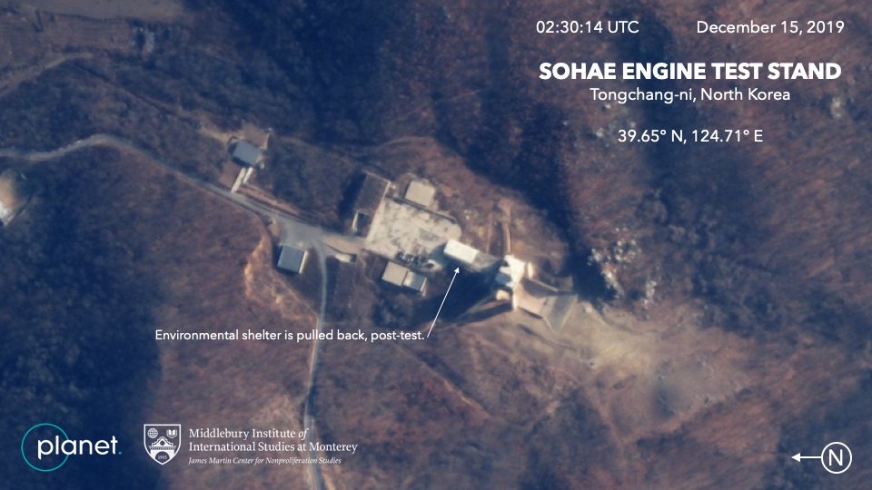 This Dec. 15, 2019, satellite image from Planet Lab Inc., that has been analyzed by experts at the Middlebury Institute of...