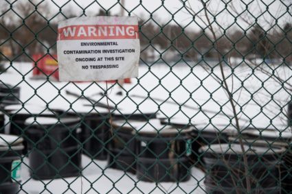 FILE PHOTO: Hundreds of barrels of dirt sample collected from a former Wolverine World Wide tannery site in Rockford, where environment officials have found PFAS contaminated groundwater, March 1, 2019. Photo via Reuters
