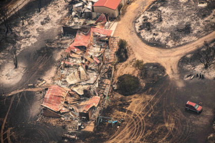 Property damaged by the East Gippsland fires in Sarsfield, Victoria, Australia January 1, 2020. AAP Image/News Corp Pool, Jason Edwards/via Reuters
