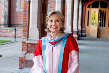 Former U.S. Secretary of State Hillary Clinton is seen at her honorary graduation ceremony at Queen’s University Belfast, Northern Ireland October, 10 2018. in this picture obtained by Reuters on January 2, 2020. QUEEN’S UNIVERSITY BELFAST/Handout via REUTERS