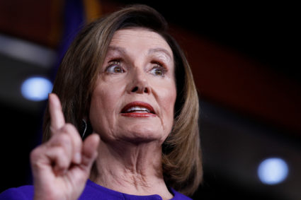 U.S. Speaker of the House Nancy Pelosi (D-CA) speaks ahead of a House vote on a War Powers Resolution amid the stalemate surrounding the impeachment of U.S. President Donald Trump, as she addresses her weekly news conference at the U.S. Capitol in Washington, U.S., January 9, 2020. REUTERS/Tom Brenner
