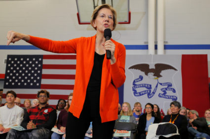 Democratic 2020 U.S. presidential candidate and U.S. Senator Elizabeth Warren (D-MA) speaks at a campaign town hall meeting in Marshalltown, Iowa, U.S., January 12, 2020. Photo by Brian Snyder/Reuters