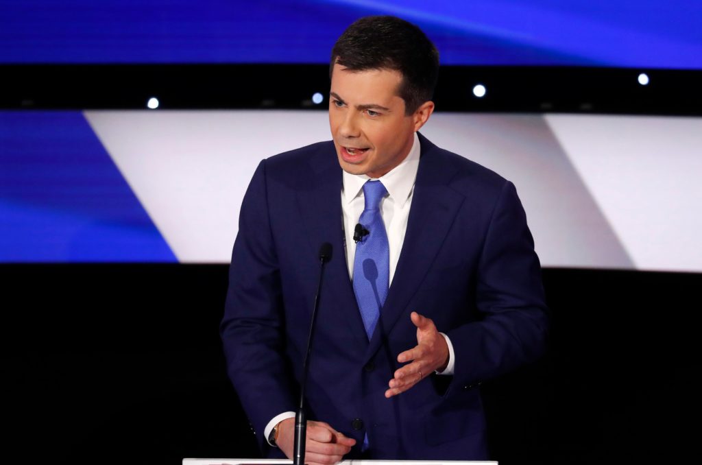 Democratic 2020 U.S. presidential candidate former South Bend Mayor Pete Buttigieg speaks at the seventh Democratic 2020 p...