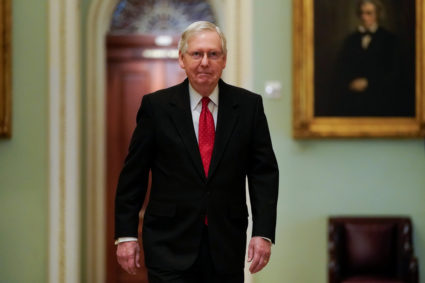 Senate Majority Leader Mitch McConnell (R-KY) arrives for the first day of the Senate impeachment trial of U.S. President Donald Trump on Capitol Hill in Washington, U.S., January 21, 2020. Photo by Joshua Roberts/Reuters
