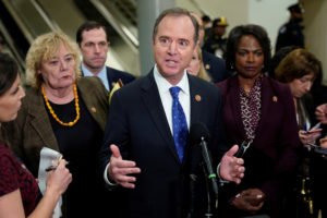 House Impeachment Manager Rep. Adam Schiff (D-CA) speaks to the media as the impeachment trial of U.S. President Donald Trump continues in Washington, U.S., January 27, 2020. Photo by Joshua Roberts/Reuters