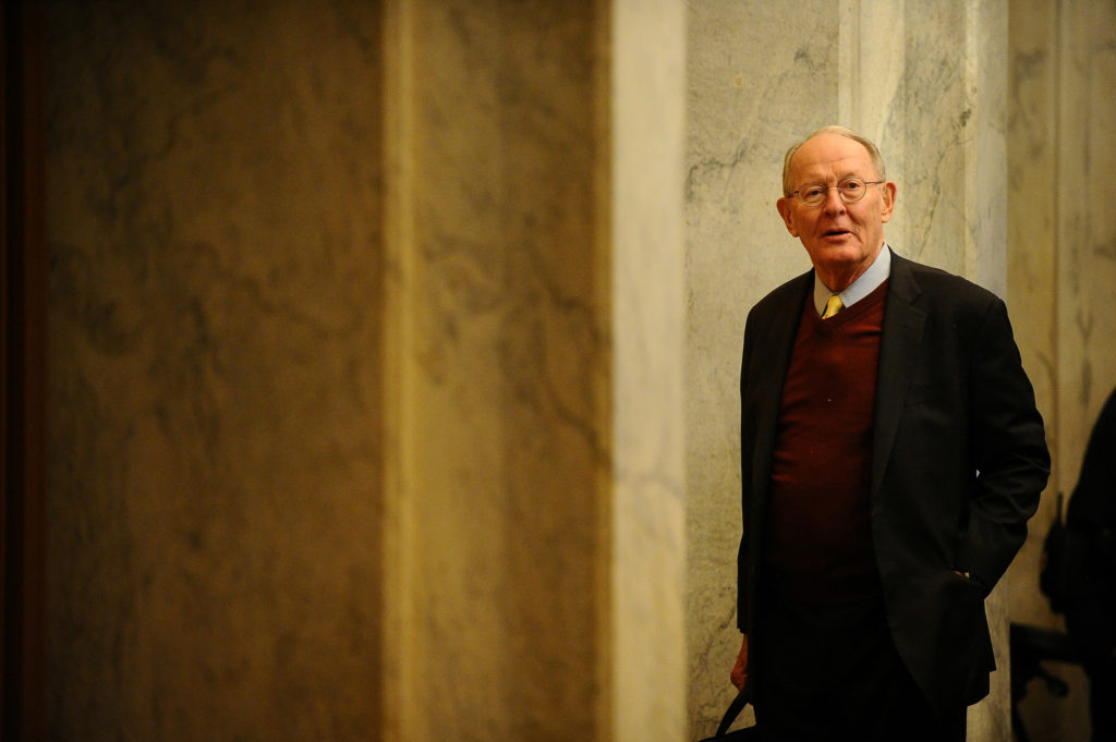 Sen. Lamar Alexander (R-TN) arrives at the U.S. Capitol before the start of the day's Senate impeachment trial of Presiden...