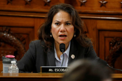 Rep. Veronica Escobar, D-Texas, votes no on the first article of impeachment against President Donald Trump on Capitol Hill, in Washington, U.S., December 13, 2019. Patrick Semansky/Pool via REUTERS