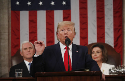 U.S. President Donald Trump delivers his State of the Union address to a joint session of the U.S. Congress in the House Chamber of the U.S. Capitol in Washington, U.S. February 4, 2020. Photo by Leah Millis/Reuters.