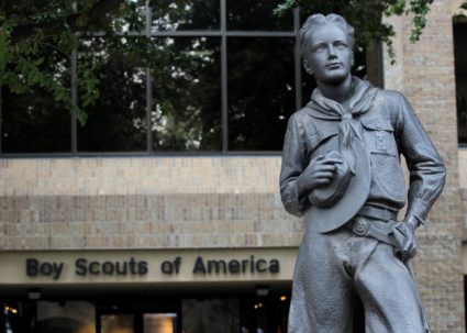 The statue of a scout stands in the entrance to the Boy Scouts of America headquarters in Irving, Texas, February 5, 2013. Photo by Tim Sharp/Reuters
