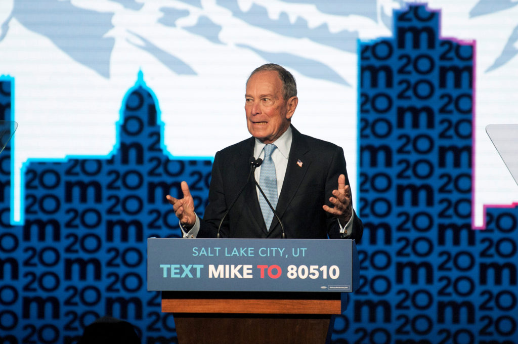 Democratic presidential candidate Mike Bloomberg holds a campaign rally in Salt Lake City, Utah, U.S., February 20, 2020. ...