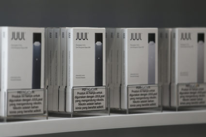 Juul brand vaping pens are displayed for sale at a Juul shop in Jakarta, Indonesia, December 30, 2019. Picture taken December 30, 2019. Photo by Ajeng Dinar Ulfiana/Reuters