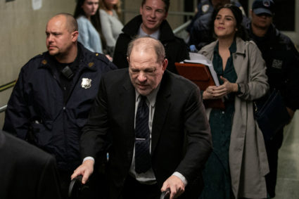 Film producer Harvey Weinstein leaves at New York Criminal Court for his sexual assault trial in the Manhattan borough of New York City, New York, U.S., February 3, 2020. Photo by Jeenah Moon/REUTERS
