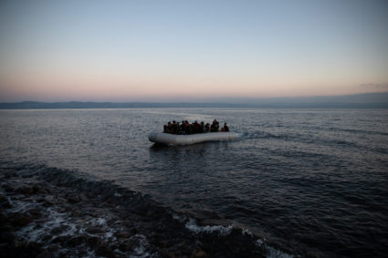 Migrants from Afghanistan arrive on a dinghy on a beach near the village of Skala Sikamias, after crossing part of the Aegean Sea from Turkey to the island of Lesbos, Greece, March 2, 2020. Photo by Alkis Konstantinidis/Reuters