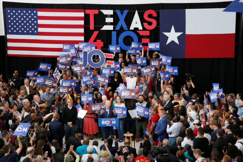 Democratic presidential candidate and former U.S. Vice President Joe Biden speaks during a campaign event at Texas Souther...