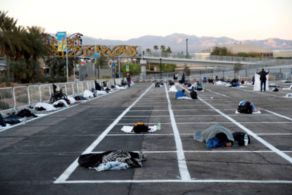 Las Vegas marking parking places for homeless encampment