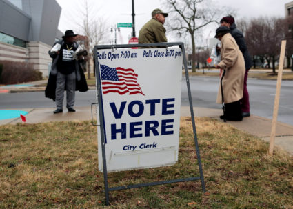 Voters arrive to cast their ballots in the Democratic primary election in Detroit, Michigan, U.S., March 10, 2020. Photo by Rebecca Cook/REUTERS