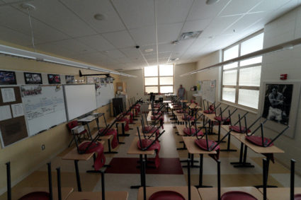 A classroom sits empty ahead of the statewide school closures in Ohio in an effort to curb the spread of the coronavirus, inside Milton-Union Exempted Village School District in West Milton, Ohio, U.S., March 13, 2020. Photo by Kyle Grillot/REUTERS