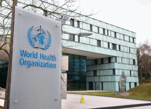FILE PHOTO: A logo is pictured outside a building of the World Health Organization (WHO) during an executive board meeting on update on the coronavirus outbreak, in Geneva, Switzerland, February 6, 2020. Photo by Denis Balibouse/File Photo/Reuters