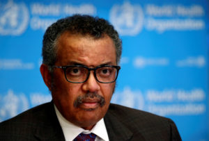 FILE PHOTO: Director General of the World Health Organization (WHO) Tedros Adhanom Ghebreyesus attends a news conference on the situation of the coronavirus (COVID-2019), in Geneva, Switzerland, February 28, 2020. Photo by Denis Balibouse/Reuters.