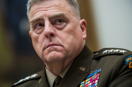 Chairman of the U.S. Joint Chiefs of Staff Gen. Mark Milley testifies before a U.S. House Armed Services Committee hearing on the Pentagon's fiscal year 2021 budget request on Capitol Hill in Washington, U.S., February 26, 2020. Photo by Amanda Voisard/REUTERS