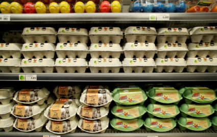 Boxes containing fresh eggs are displayed at a supermarket of Swiss retail group Migros, as the spread of the coronavirus disease (COVID-19) continues, in Zurich, Switzerland June 24, 2020.