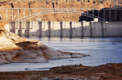 The Glen Canyon dam holds back the Colorado River creating Lake Powell near Page, Arizona, May 26, 2015. The lake provides water for Nevada, Arizona and California. A severe drought in recent years, combined with withdrawals that many believe are not sustainable, has reduced its levels to only about 42 percent of its capacity. Photo by Rick Wilking/REUTERS