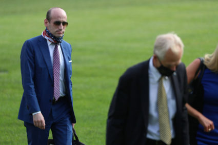 White House Senior Advisor Stephen Miller walks from Marine One to the South Portico of the White House following a day trip to North Carolina, in Washington, U.S., July 27, 2020. REUTERS/Tom Brenner