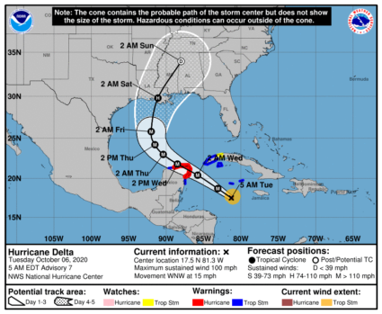 Hurricane Delta now Category 2, roars at Mexico's Yucatan