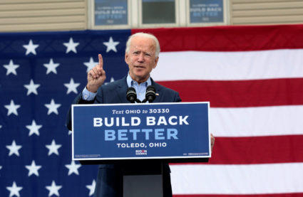 U.S. Democratic presidential candidate Joe Biden speaks during a campaign event in Toledo, Ohio, U.S., October 12, 2020. Photo by REUTERS/Rebecca Cook