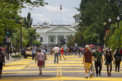 WATCH: Celebrations on Black Lives Matter Plaza in D.C. after Biden declared winner