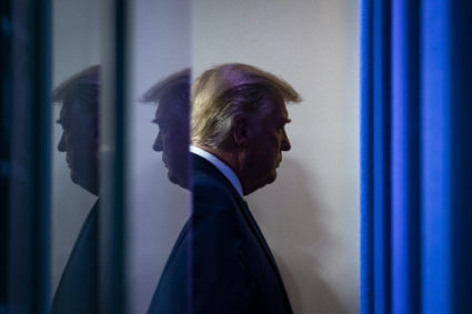 President Donald J. Trump departs after delivering remarks on delivering lower prescription drug prices for all Americans in the James S. Brady Press Briefing Room at the White House on Friday, Nov 20, 2020 in Washington, DC. Photo by Jabin Botsford/The Washington Post via Getty Images