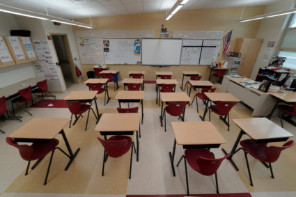 A classroom sits empty ahead of the statewide school closures in Ohio in an effort to curb the spread of the coronavirus, inside Milton-Union Exempted Village School District in West Milton, Ohio, U.S., March 13, 2020. Photo by Kyle Grillot/REUTERS