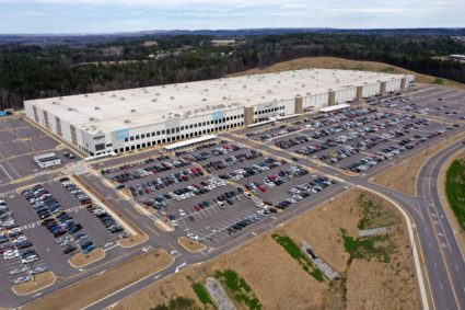 Aerial view of the Amazon facility where workers will vote on whether to unionize, in Bessemer, Alabama, U.S., March 5, 2021. Picture taken with a drone. Dustin Chambers/REUTERS