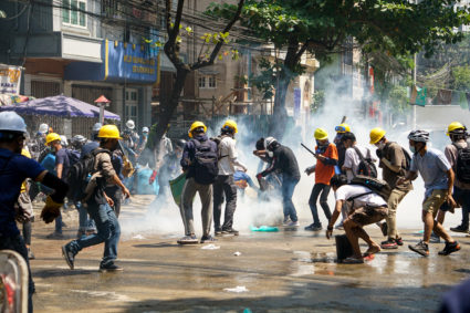 Protests, tear gas in Myanmar after UN envoy urges action