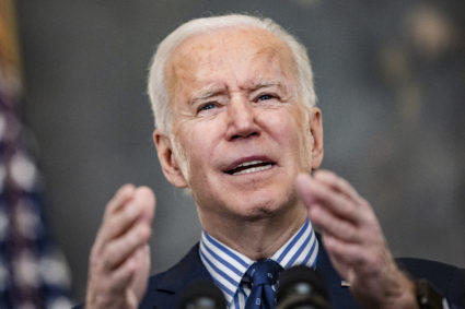 President Joe Biden speaks from the State Dining Room following the passage of the American Rescue Plan in the U.S. Senate at the White House on March 6, 2021 in Washington, DC. The Senate passed the latest COVID-19 relief bill by 50 to 49 on a party-line vote, after an all-night session.