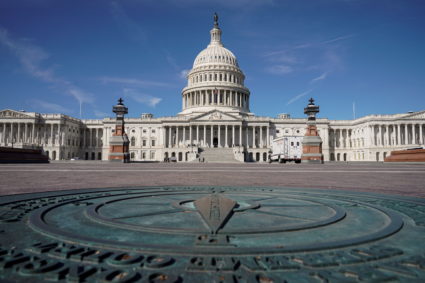 General view of the U.S. Capitol as the House of Representatives takes up debate of U.S. President Joe Biden's $1.9 trillion COVID-19 relief plan in Washington, U.S., March 8, 2021.