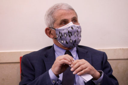 Dr. Anthony Fauci, director of the National Institute of Allergy and Infectious Diseases, attends a briefing by the White House coronavirus task force in the Brady press briefing room at the White House in Washington, U.S., November 19, 2020. Photo by Leah Millis/REUTERS