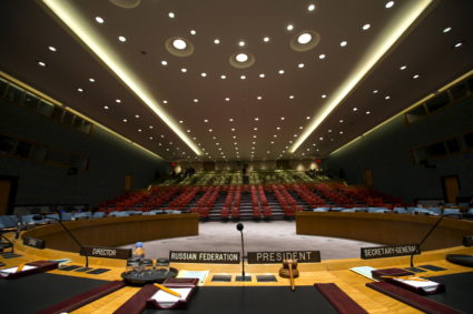 The Security Council chamber is seen from behind the council president's chair at the United Nations headquarters in New York City, September 18, 2015. Photo by Mike Segar/REUTERS