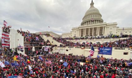 President Donald Trump's supporters gather outside the Capitol building in Washington D.C., United States on January 6, 2021. Photo by Tayfun Coskun/Anadolu Agency via Getty Images