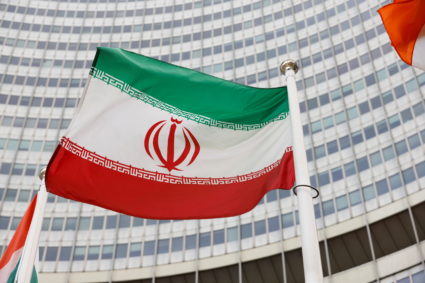 The Iranian flag waves in front of the International Atomic Energy Agency (IAEA) headquarters, amid the coronavirus disease (COVID-19) pandemic, in Vienna, Austria May 23, 2021. Photo via Leonhard Foeger/Reuters