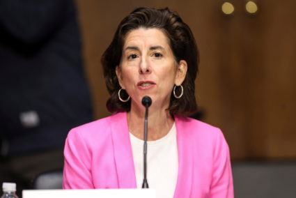 Commerce Secretary Gina Raimondo testifies before a Senate Appropriations Committee hearing to examine the American Jobs Plan, on Capitol Hill in Washington, D.C., U.S., April 20, 2021. Photo by Oliver Contreras/Pool via REUTERS