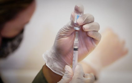 A healthcare worker prepares a dose of the Johnson &amp; Johnson vaccine for the coronavirus disease (COVID-19) during the opening of the MTA's public vaccination program at Grand Central Terminal train station in Manhattan in New York City, New York, U.S., May 12, 2021.