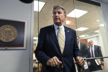 Sen. Joe Manchin (D-WV) leaves a meeting of bipartisan Senators in the office of Sen. Kyrsten Sinema (D-AZ) on Capitol Hill June 22, 2021 in Washington, DC. Photo by Drew Angerer/Getty Images