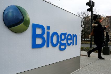 A sign marks a Biogen facility in Cambridge, Massachusetts, U.S. January 26, 2017. Photo by Brian Snyder/REUTERS