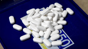 Opiates lay on a table